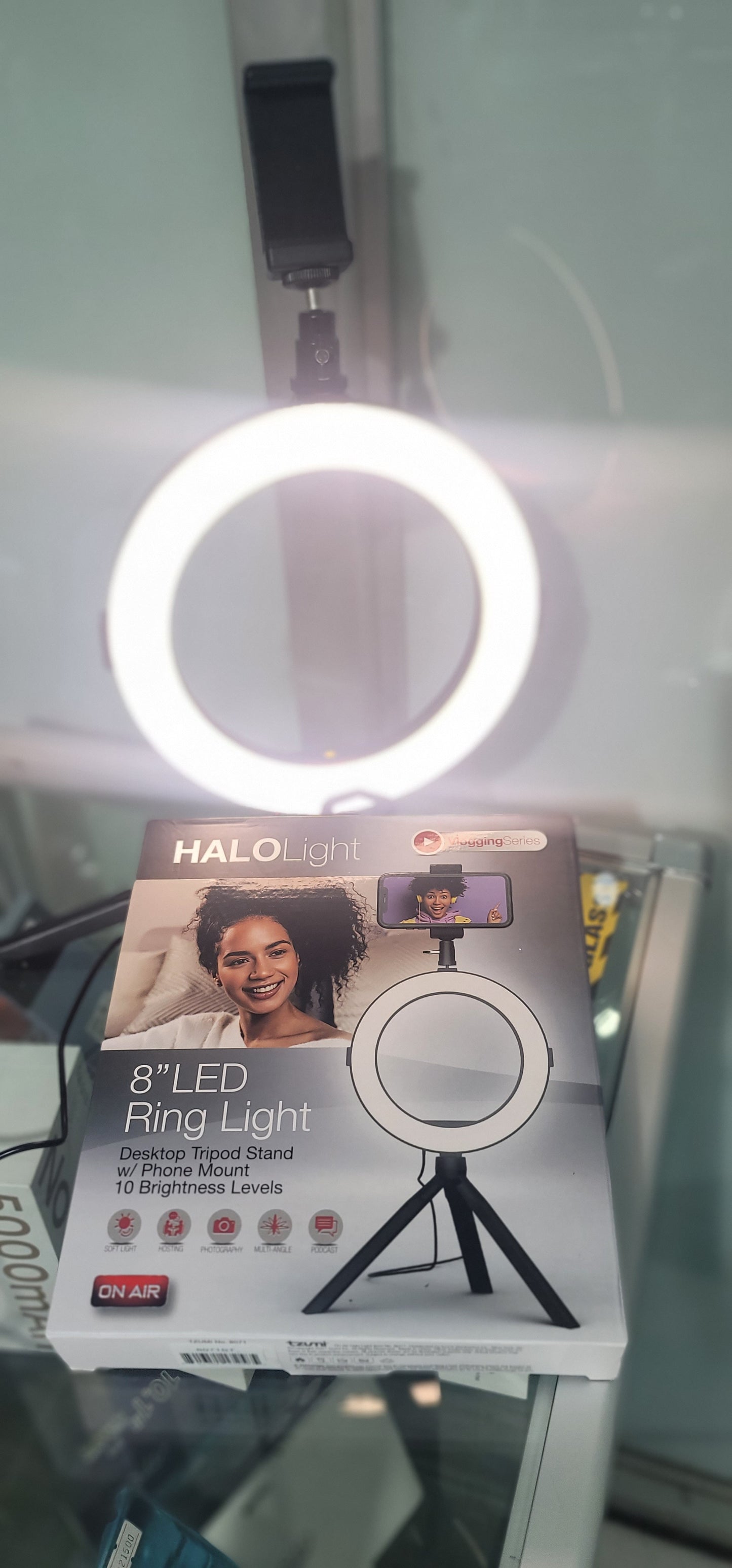8" led ring light desktop tripod stand w/phone mount