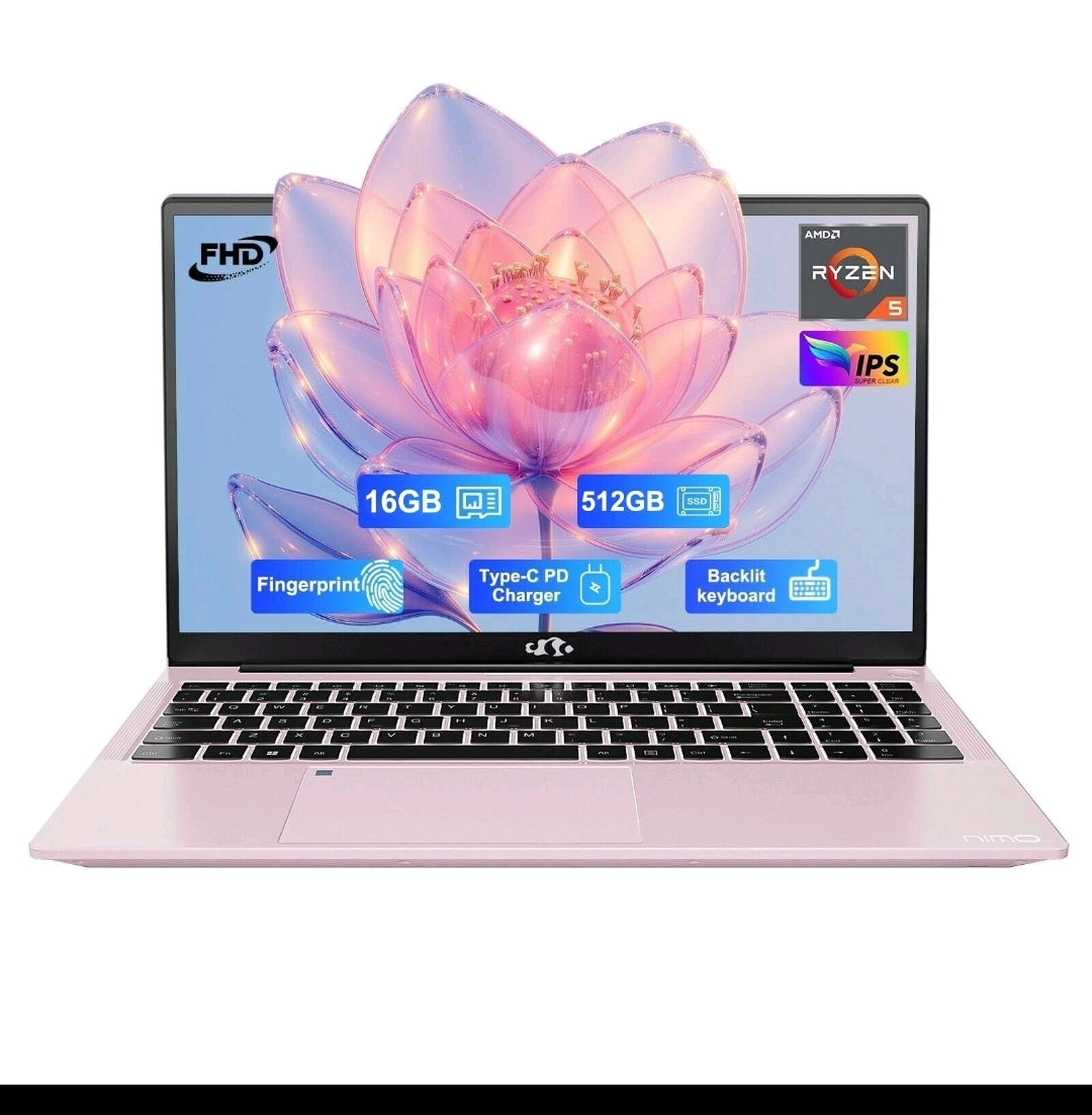NIMO 15.6" FHD IPS Laptop 16GB RAM 512GB SSD AMD Ryzen 5 Backlit Keyboard