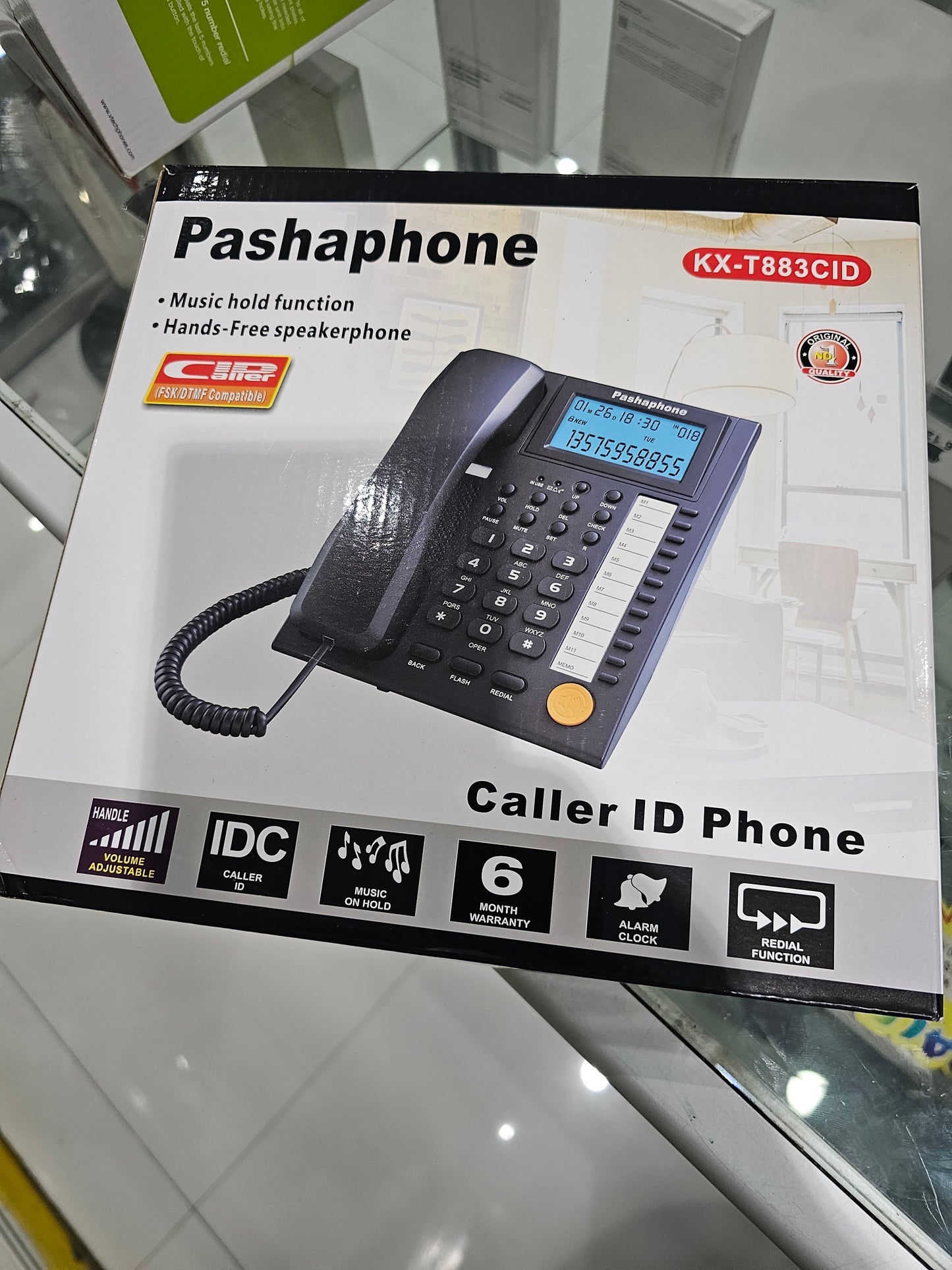 Pashaphone kx-t883cid music hold function hands free speaker
