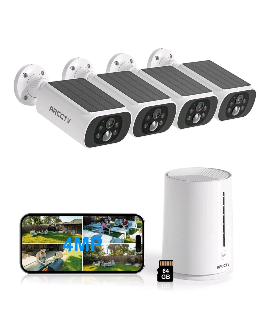 ARCCTV Solar Battery Wifi Camera System Wireless Outdoor Home Security system