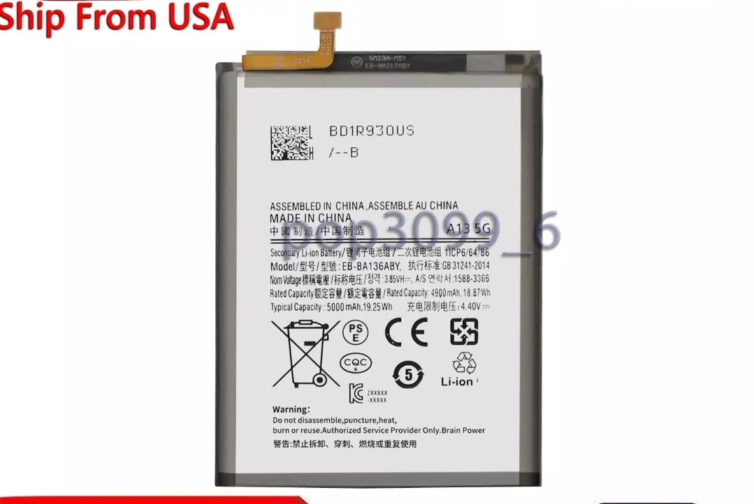 Battery for SAMSUNG GALAXY A13 5G SM-S136DL EB-BA136ABY 5000mAh 19.25Wh 3.85V