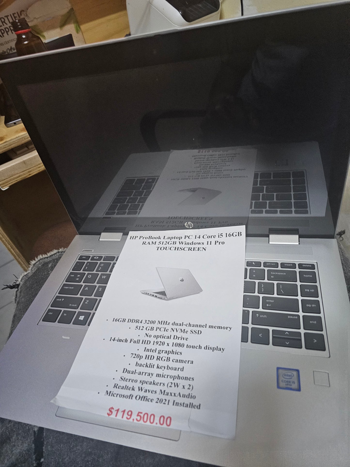 Hp probook laptop pc 14" core i5 16gb ram 512gb touch screen