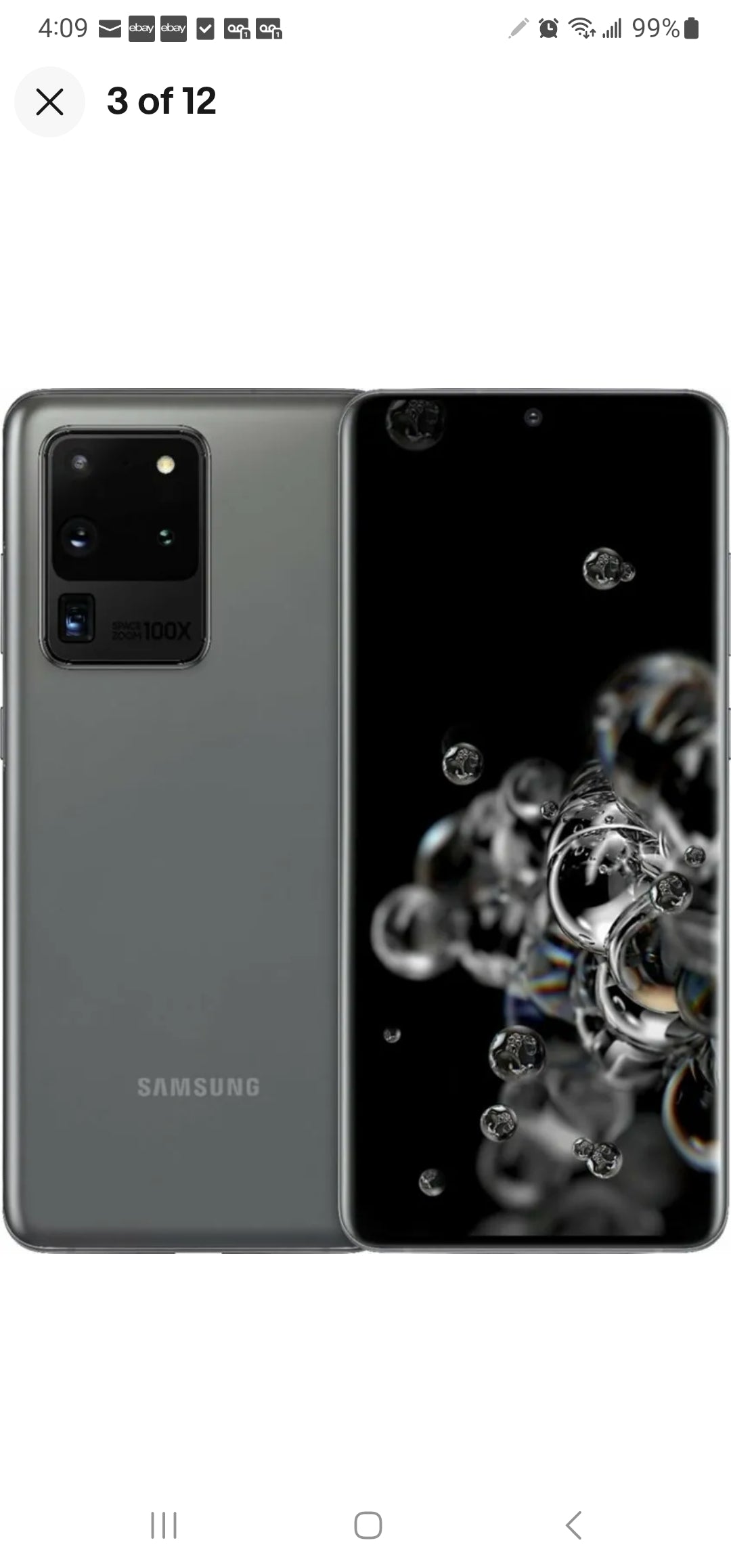 New Samsung Galaxy S20 Ultra 5G G988U 128GB Factory Unlocked Smartphone