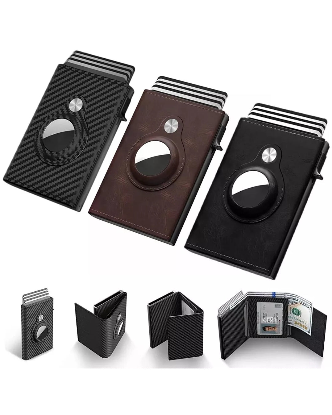 AirTag Wallet Mens Smart Slim Minimalist Pop Up Wallet RFID Blocking Card Holder