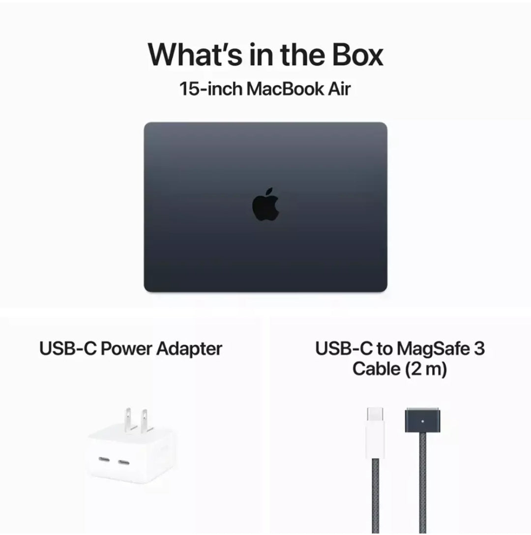 Apple MacBook Air 15" Apple M3 chip 16GB RAM 256GB SSD Midnight MC9G4LL/A 2024
