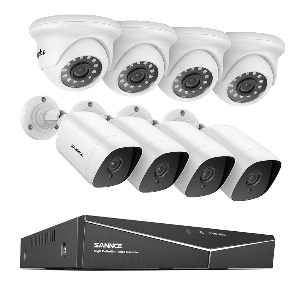SANNCE H.264+ 16CH DVR 1080P Wired Home Security Camera System Outdoor Night 4TB