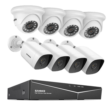 SANNCE H.264+ 16CH DVR 1080P Wired Home Security Camera System Outdoor Night 4TB