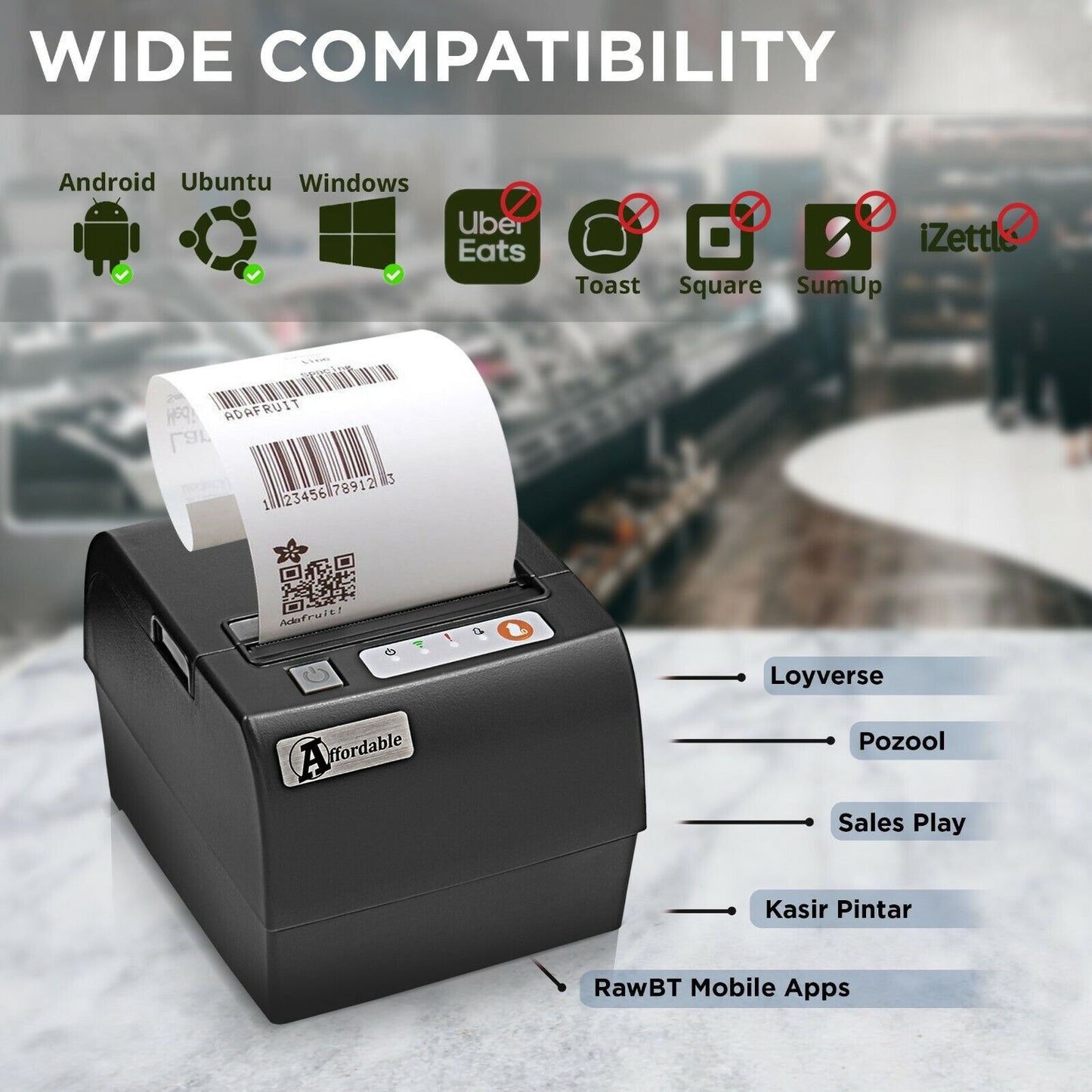 ffordable USB Thermal Receipt Printer POS Android, Desktop Printer Ticket print