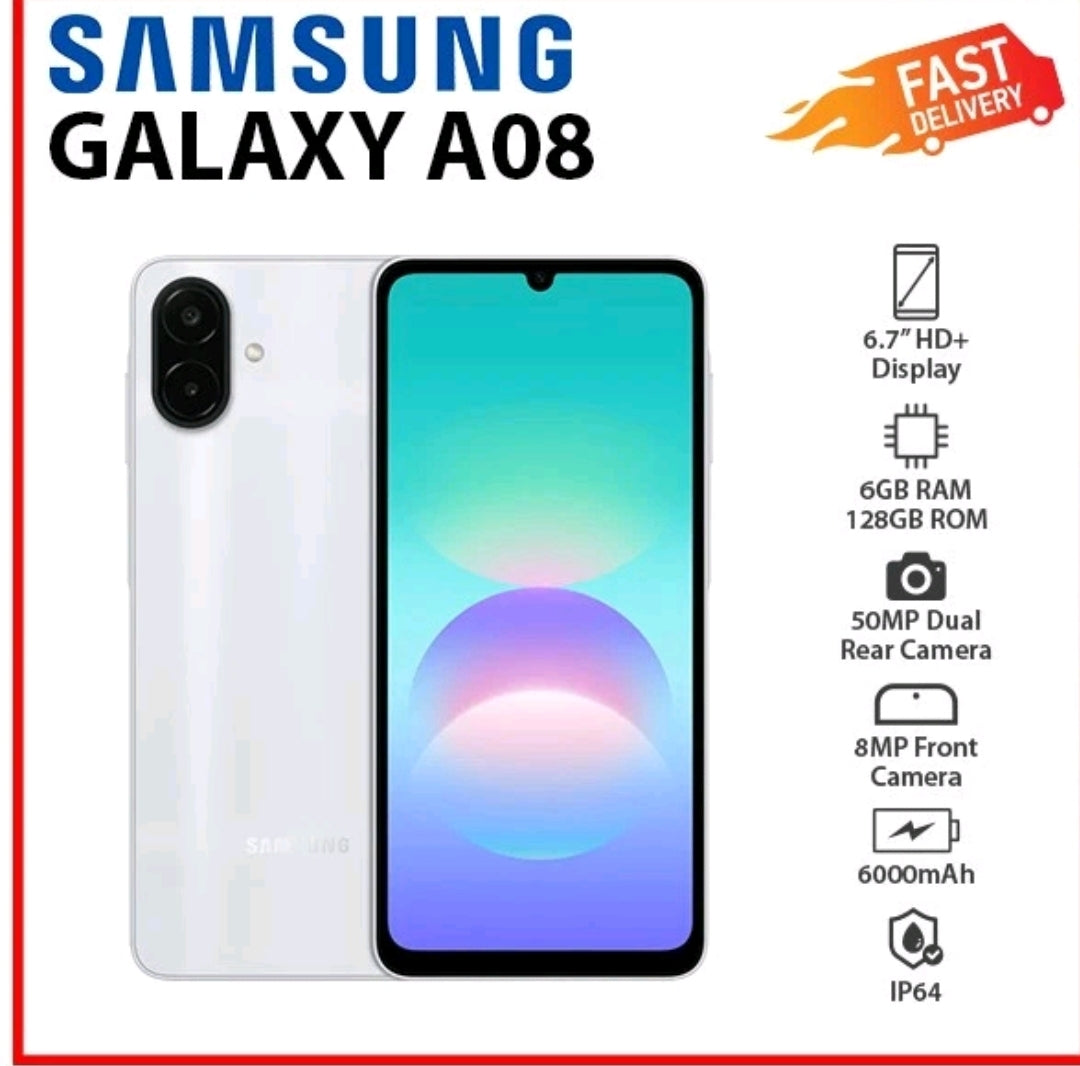 Samsung Galaxy A08 4G 6GB+128GB SILVER Dual SIM Unlocked Android Cell Phone