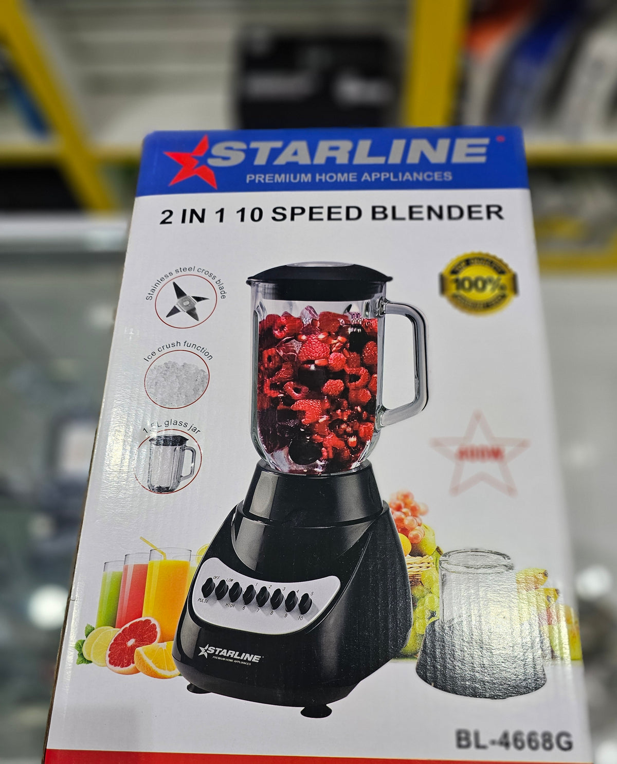 Starline premium home 2 in 1 10 speed blender bl-4668g