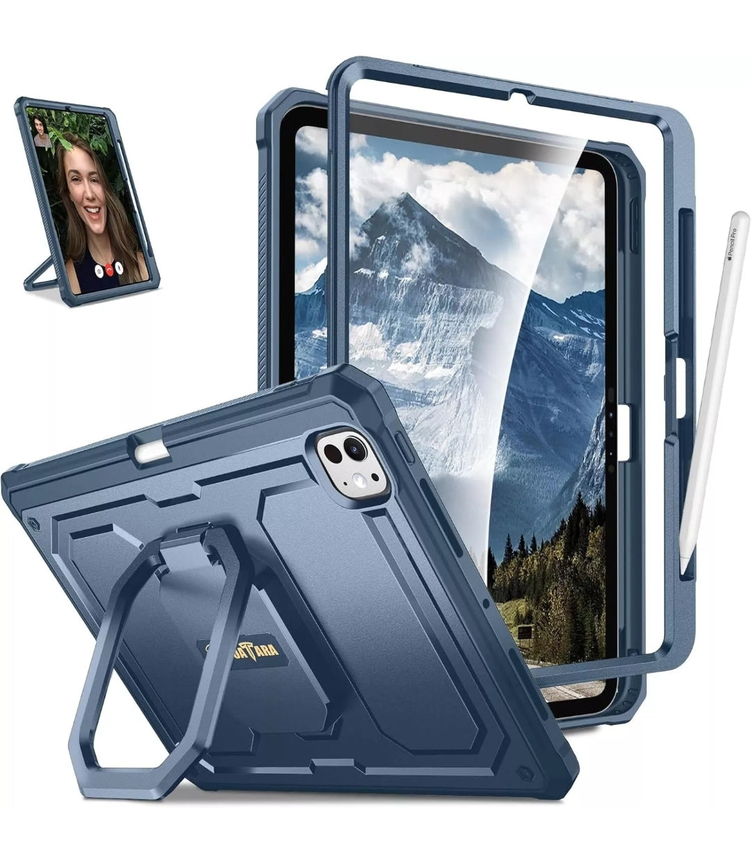 Shockproof Case for iPad Pro 11-inch M4 (2024) Rotating Grip Stand Rugged Cover