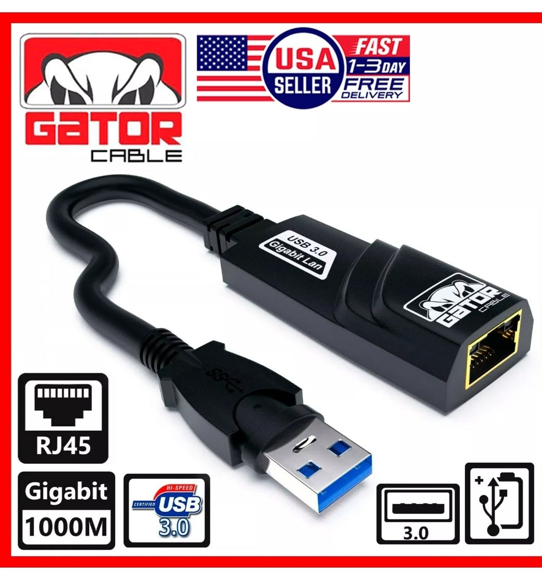 USB 3.0 Gigabit Ethernet LAN RJ45 1000Mbps Network Adapter For Windows PC Mac