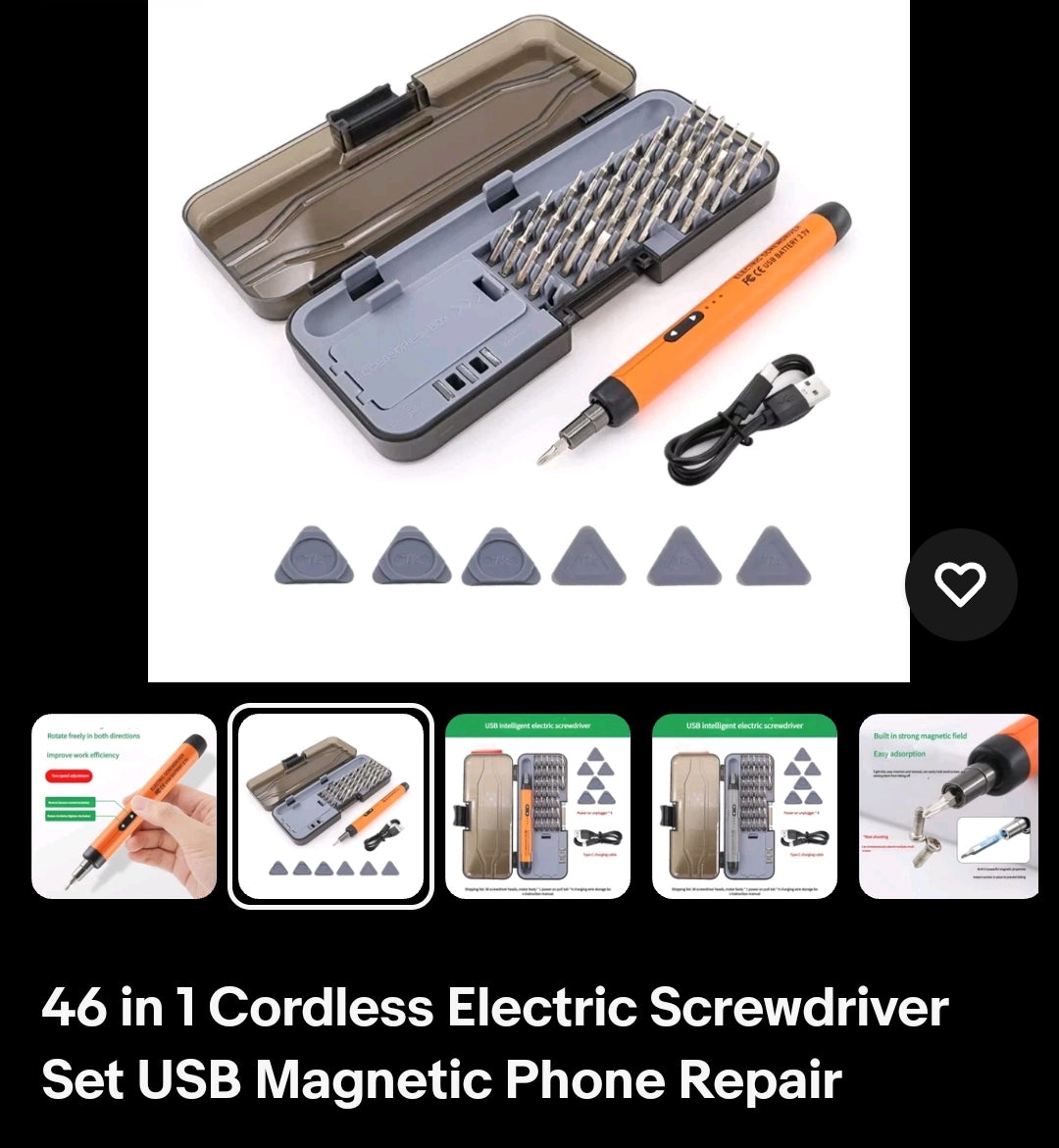 46 in 1 Cordless Electric Screwdriver Set USB Magnetic Phone Repair